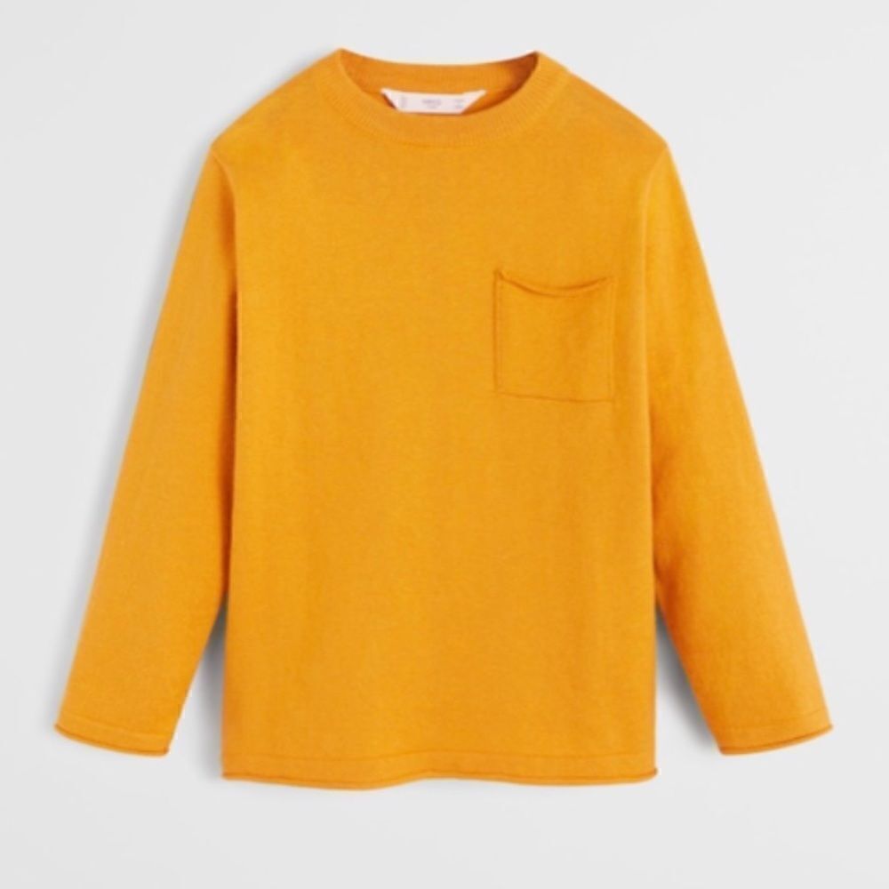 Mango Organic cotton lightweight yellow knit sweater size 8